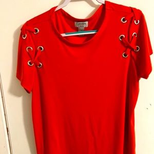 Orange short sleeve blouse